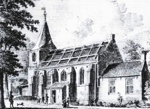 Gravure van de kerk van Willige Langerak uit 1745